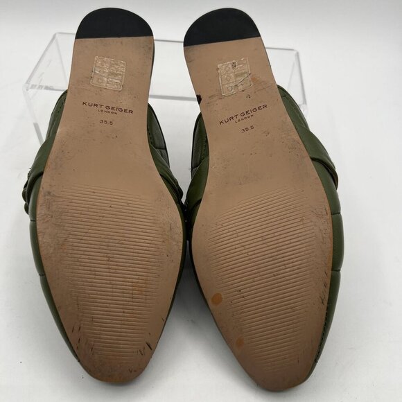 Kurt Geiger London Soho Mule Drench 35.5 Quilted Olive Chain Eagle Head Leather - Picture 12 of 13